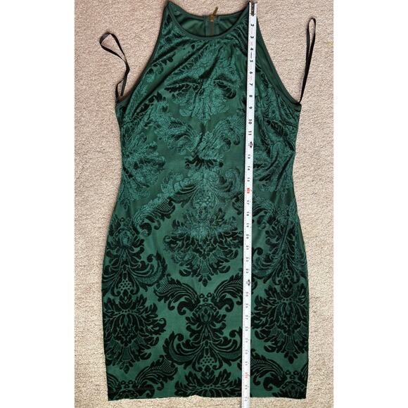 B Darlin Emerald Green Burnout Velvet Damask Sleeveless Cocktail Mini Dress - Picture 15 of 15